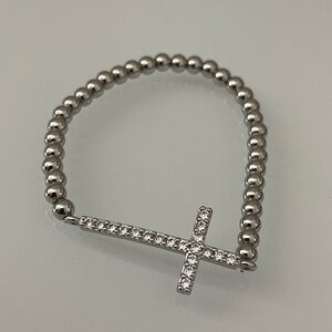 Elegant Silver Cross Charm Bracelet